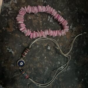 evil eye and pink bracelets